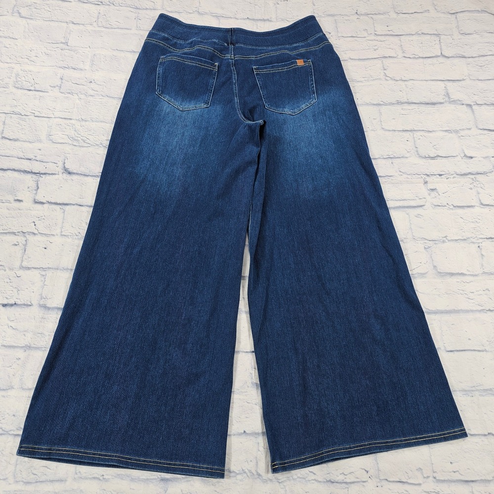 Halara Wide Leg Flex Denim Pants Womens XL Petite Blue Dark Wash Pull On Stretch - Picture 6 of 11